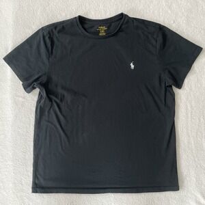 Polo Ralph Lauren Mens Black Short Sleeve Shirt 100% Cotton White Pony Preppy